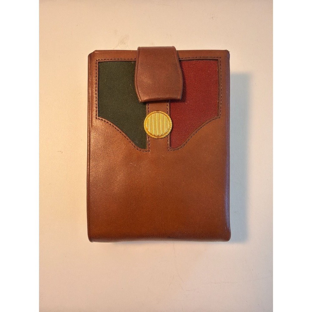 Vintage Princess Gardner Brown Leather French Purse Wallet with Suede Accents